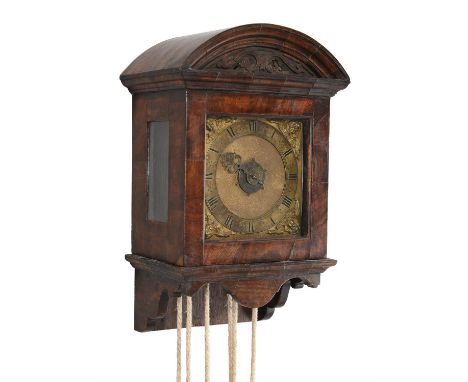 A fine and rare Charles II walnut thirty-hour striking small hooded wall clock with alarmJohn Knibb, Oxford, circa 1685 The f