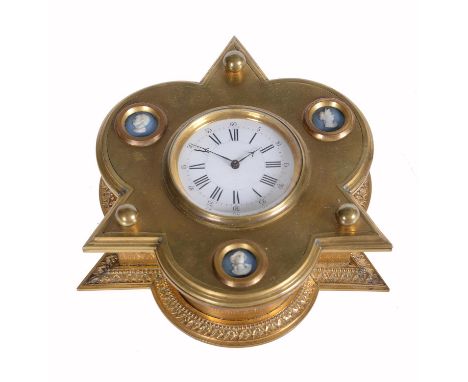 A Victorian gilt brass horizontal table clock in the manner of Thomas Cole Unsigned, second quarter of the 19th centuryThe ci