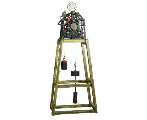 A Victorian cast iron and brass hour-striking turret clock movementW.J. Thompson, Ashford, circa 1870The decorative pierced b