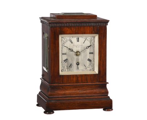 Y A Victorian rosewood small five-glass library mantel timepieceJohn McLennan, London, mid 19th centuryThe four pillar single