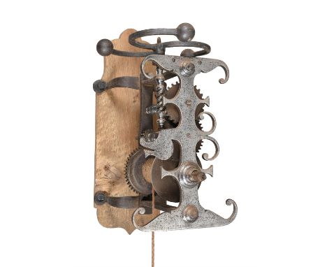 A George III forged iron and steel weight-driven spit roasting jackAnonymous, southern England, third quarter of the 18th cen