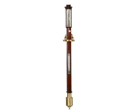 A William IV/early Victorian mahogany bowfronted mercury cistern tube marine stick barometerJames Bassnett, Liverpool, circa 