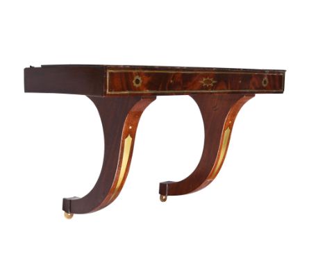 A Regency brass inlaid mahogany clock wall bracketAnonymous, circa 1825The rectangular platform to take a clock with maximum 