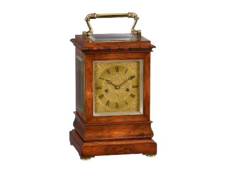 Y A Fine Victorian rosewood five-glass library mantel clockJames Hux, London, circa 1860The five pillar twin chain fusee move