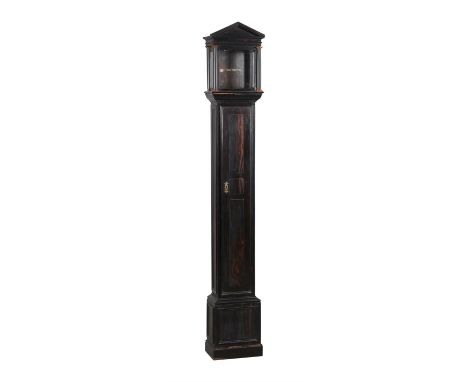 Y A Charles II style small ebony architectural longcase clock case with 8 inch square dial apertureAnomynous, 20th centuryThe