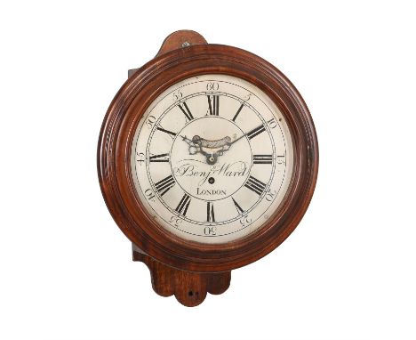 A mahogany fusee dial wall timepiece with 9 inch dialThe dial signed for Benjamin Ward, late 18th century and laterfour pilla