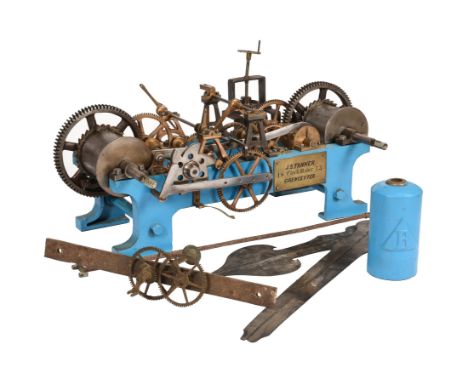 A Victorian cast iron, brass and steel turret clock movementJ.S. Tanner, Cirencester, 1873Of flatbed construction with four-w