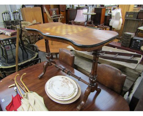 A Victorian walnut chess board table