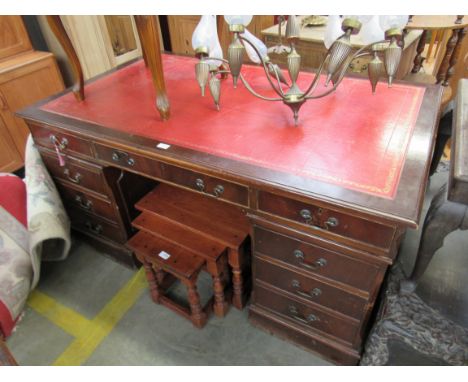 A Georgian style mahogany large twin pedestal desk 