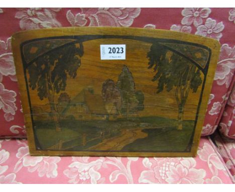 A print laid to board depicting a house