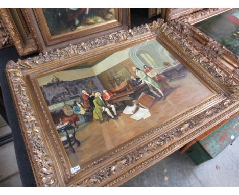 A modern gilt framed reproduction print depicting naval board room scene "Robert Driscoll" 