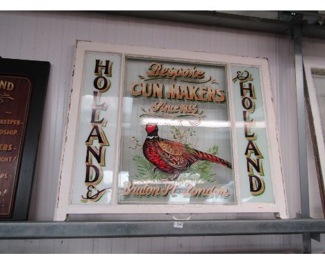 A painted Holland and Holland sash window, pheasant detail