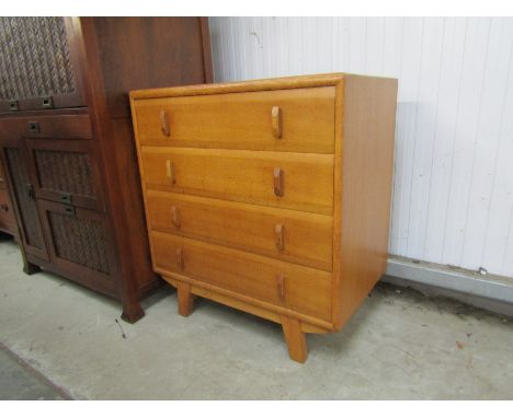 A Heals light oak chest of four drawers    76w x 46d x 83h cm  