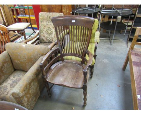 A Victorian walnut high back desk chair