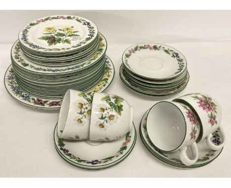 A collection of Royal Worcester "Herbs" dinner and tea ware.  Comprising: 2 dinner plates, 9 side plates, 5 cake plates, 2 br