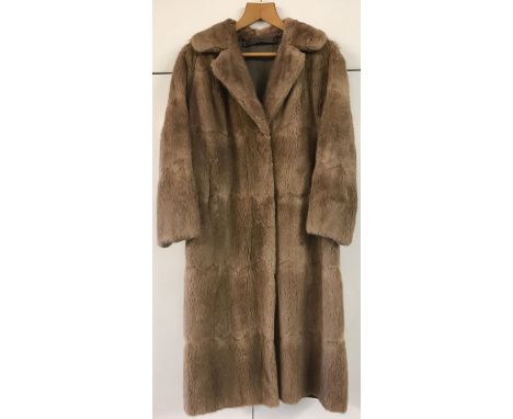 A vintage ladies 3/4 length bespoke made pale fur coat, fully lined.  Chest measures approx. 58cm/23" across.