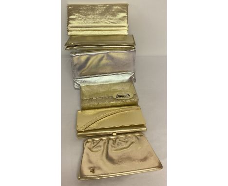 6 vintage ladies clutch style handbags in metallic tones.  To include: Jane Shilton, Saxone, Le Soir and Franroth. 