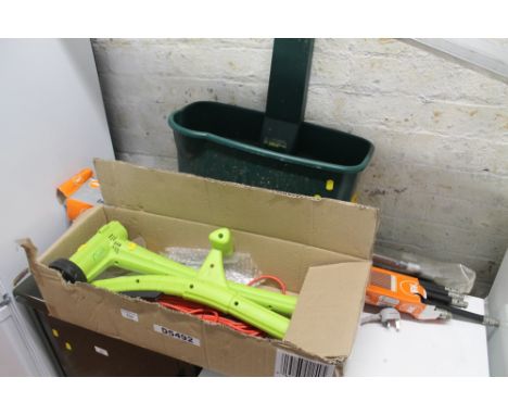 A QUANTITY OF ASSORTED TOOLS TO INCLUDE DRAIN RODS, ETC 