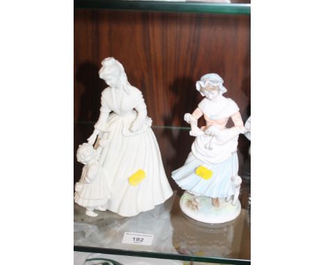 TWO ROYAL WORCESTER FIGURES "MOTHERING SUNDAY" AND "THE SHEPHERDESS"