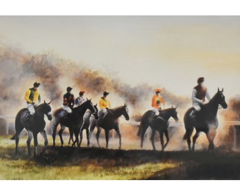 Caroline Cook and I. Dunn. A colour print and water colour painting respectively, both with equine themes. Both signed by the