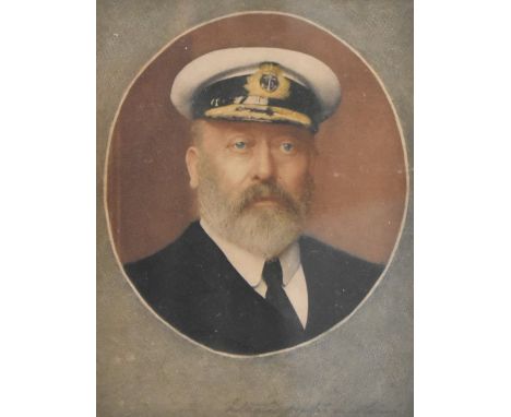 Unknown artist, an intaglio printed portrait of Edward VII. Mounted in an off-white mount, framed in a wooden gold frame, und