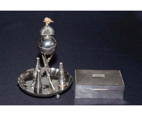 Military Bombardiers silver table cigar lighter by Frederick Bradford McCrea, Army &amp; Navy Co-Operative Society, modelled 