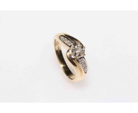 9 carat gold diamond set ring, size L/M.