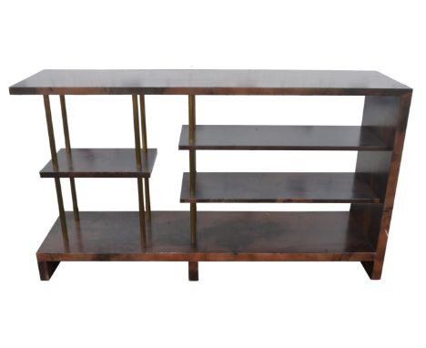 JULIAN CHICHESTER, 'Otto' console table/book case, brown vellum, 86cm high x 150cm wide x 40cm deep