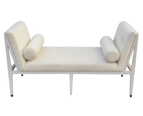 JULIAN CHICHESTER, 'Marc's bench', bleached oak and fleece, with two bolsters, 79cm high x 150