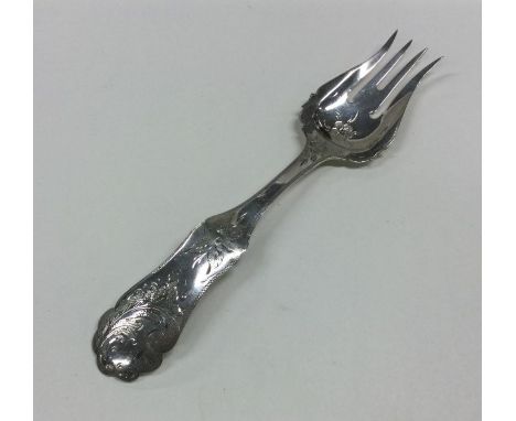 A Dutch silver engraved fork. Approx. 17 grams. Est. £20 - £30.