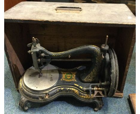 A cased Jones manual sewing machine. Est. £30 - £50.