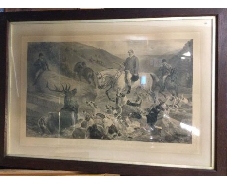 ALFRED LUCAS: A large framed and glazed lithograph print, entitled, 'A September Evening On Badgeworthy Water, Exmoor'. Appro