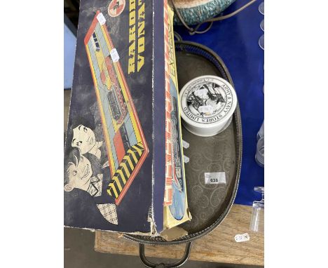 Mixed quantity of various tin plated toys to include silver piston express in box etc together with silver plated salver and 