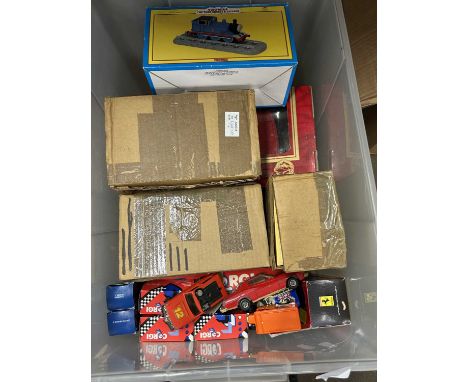 One box of various boxed toy vehicles and others loose to include Corgi, Thomas the Tank Engine etc