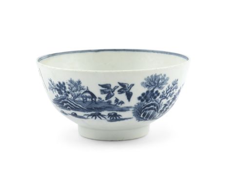 A Worcester blue and white bowl, c.1770, Dr Wall period, with 'crescent' mark verso Provenance: With Jorgensen Fine Art, Dubl