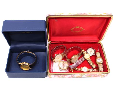 A Selection of Automatic and Quartz Watches.  To include; a Seiko 7N43-8A90 Quartz Watch Boxed, a Ladies Marvin Revue Quartz 