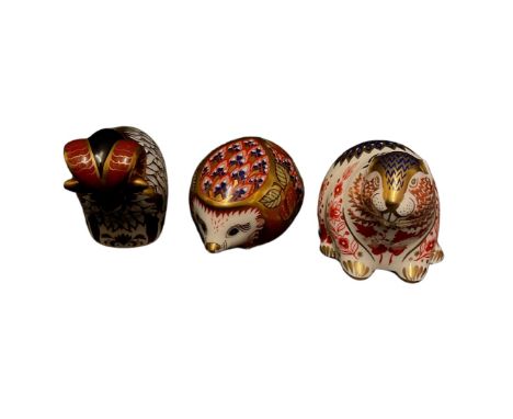 A Royal Crown Derby beaver paperweight, 7.5cm high, another "Derby Ram" exclusively available from the Royal Crown Derby visi