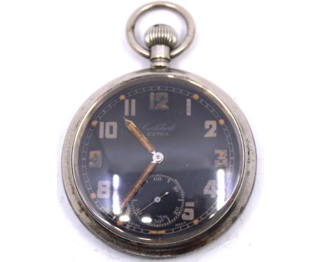 WWII Cortebert Extra British Officer's Military Pocket Watch Black Explorer Cortebert made watch movements for Rolex The Pock