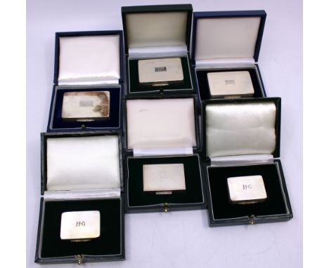 Selection of Six Sterling Silver Snuff Boxes of various sizes.  There is three Sterling Silver Snuff Boxes that each measure 