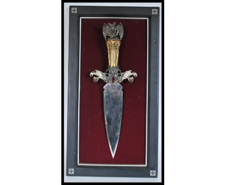 A limited edition Franklin Mint collectors fantasy dagger entitled Guardian of The Fortress. Complete on display board. Measu