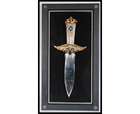 A limited edition Franklin Mint collectors fantasy dagger entitled Mystery Of The Gargoyle. Complete on display board. Measur