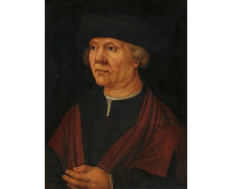 Süddeutscher Meister 2. Viertel 16. Jahrhundert, Portrait eines MannesÖl auf Holz. 37 x 28,5 cm.ProvenienzDeutscher Privatbes