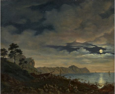Johann Friedrich Boeck, Bild auf Kap Arkona auf RügenÖl auf Leinwand (doubliert). 28,5 x 48 cm.ProvenienzSammlung Schäfer. - 