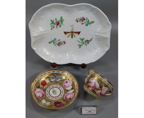 19th Century Swansea porcelain cabinet cup and saucer both on a gilded ground, hand painted with roses, flowers and foliage. 