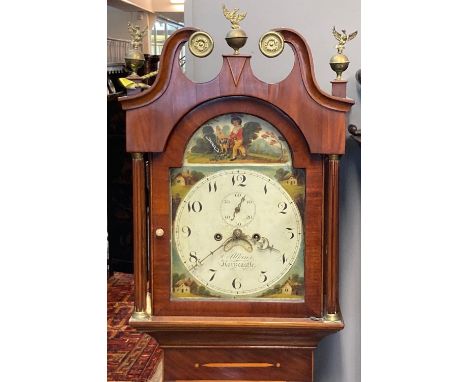 19th Century oak cased 8 day longcase clock marked J Allkins, Horncastle. The case with brass mounted broken swan neck pedime