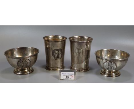 A group of silver shooting trophy cups or beakers to include: Bisley 1906 and another similar. With Birmingham hallmarks, the