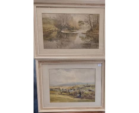 Arthur Miles R I (20th century in Wales), Landscape in Wales on a misty day, signed and dated '67, watercolours.  37x48cm app