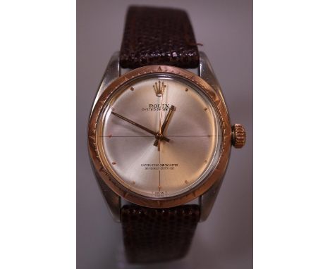 Rolex Oyster Precision steel and gold officially certified superlative gents chronometer wristwatch, having satin face with s