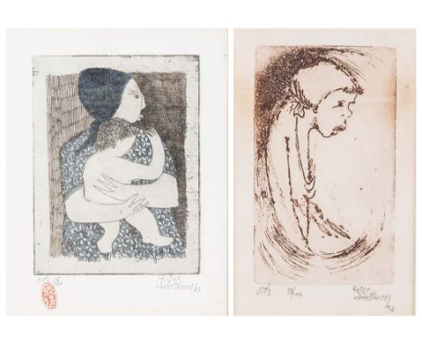 Antonio Bueno (Italian 1918-1984) WOMAN AND CHILD and PORTRAIT OF A LADY two each signed, dated '87 and '74 respectively, num