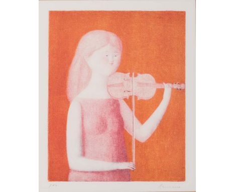 Antonio Bueno (Italian 1918-1984) THE VIOLINIST signed lithograph printed in colours sheet size: 41,5 by 35cm 